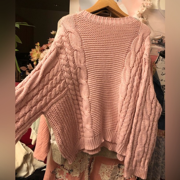 Chunky sweater cable knit Cozy Pink Cable Knit Sweater - Picture 10 of 11